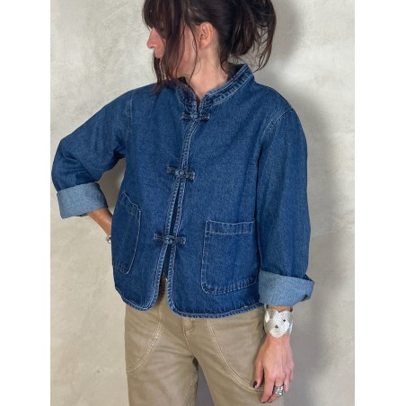 Veste en jean col mao