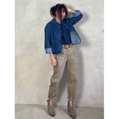 Veste en jean col mao