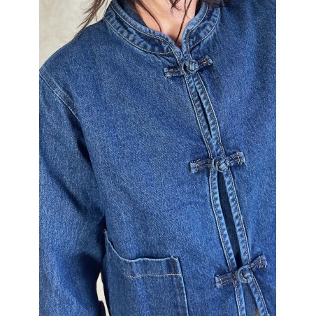 Veste en jean col mao