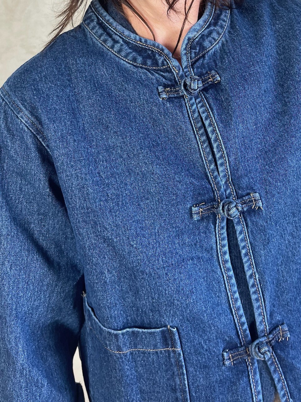Veste en jean col mao
