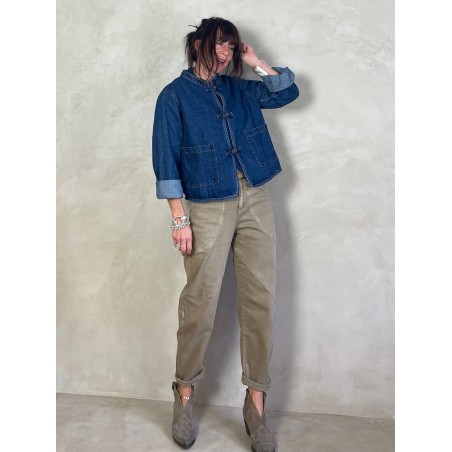 Veste en jean col mao