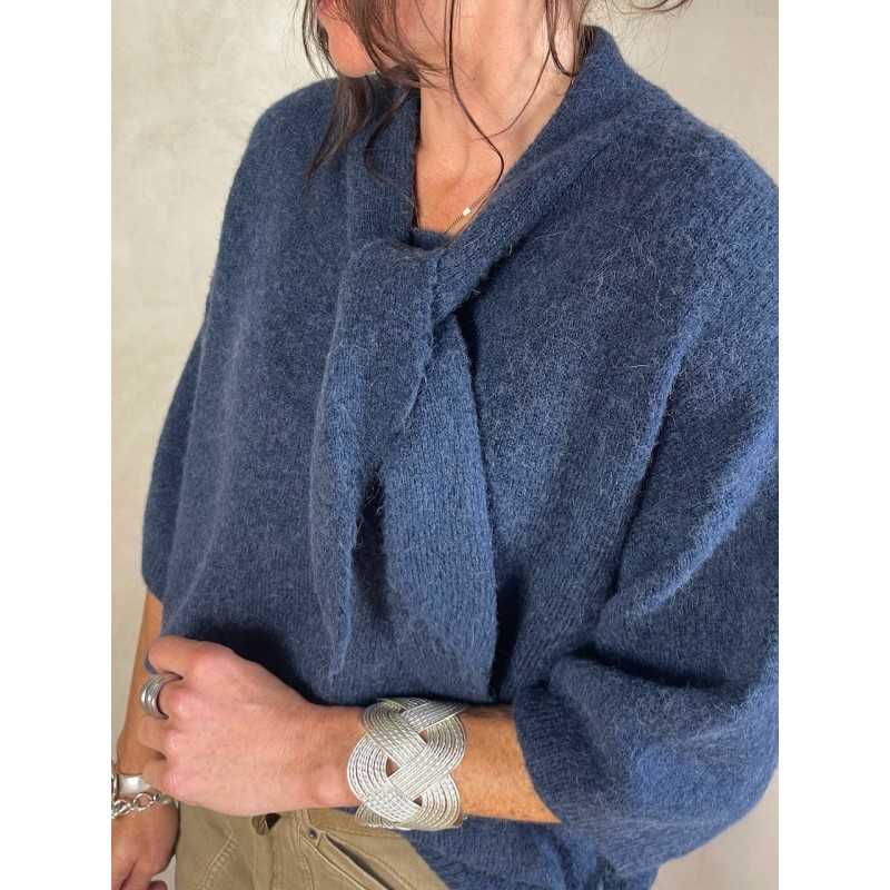 Pull alpapa Cravate Bleu