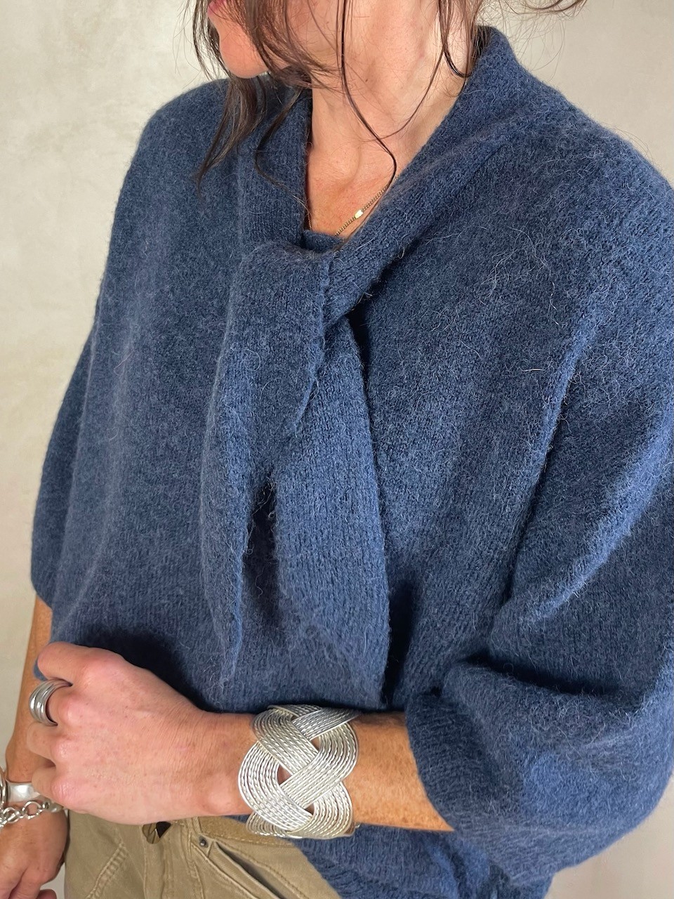 Pull alpapa Cravate Bleu