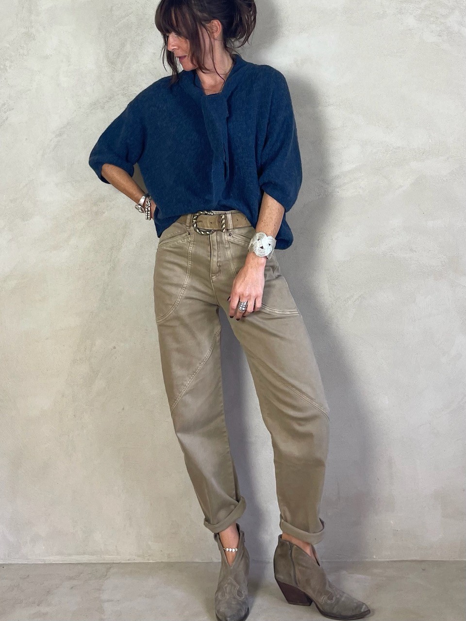 Pull alpapa Cravate Bleu