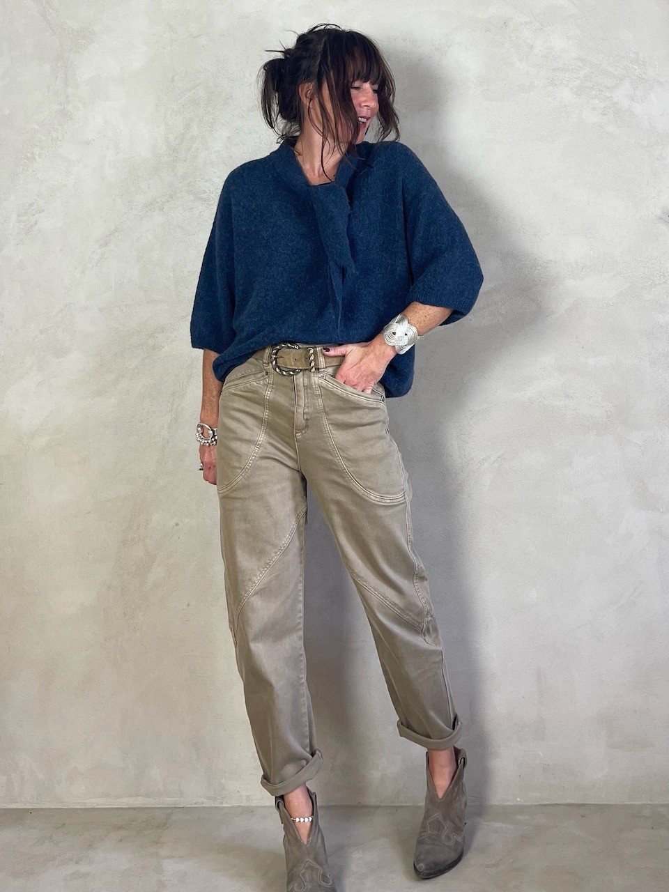 Pull alpapa Cravate Bleu