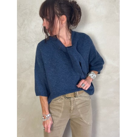 Pull alpapa Cravate Bleu