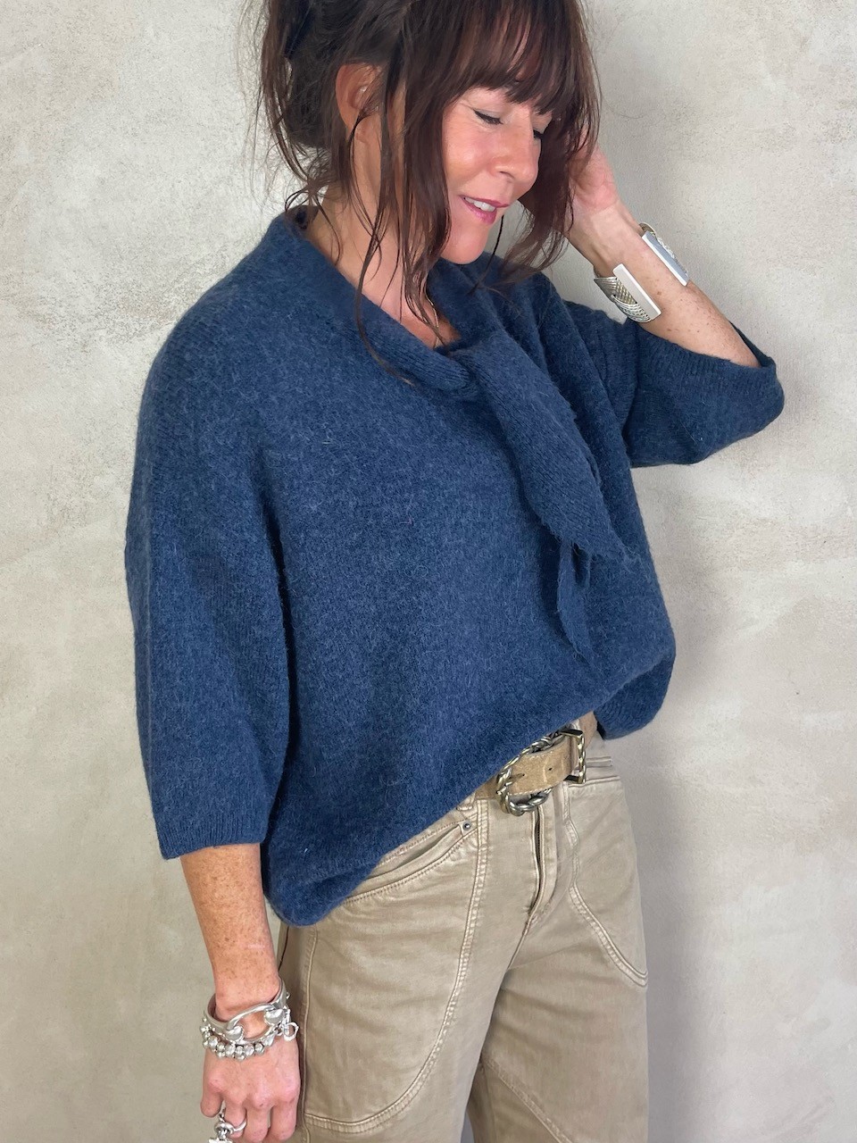Pull alpapa Cravate Bleu