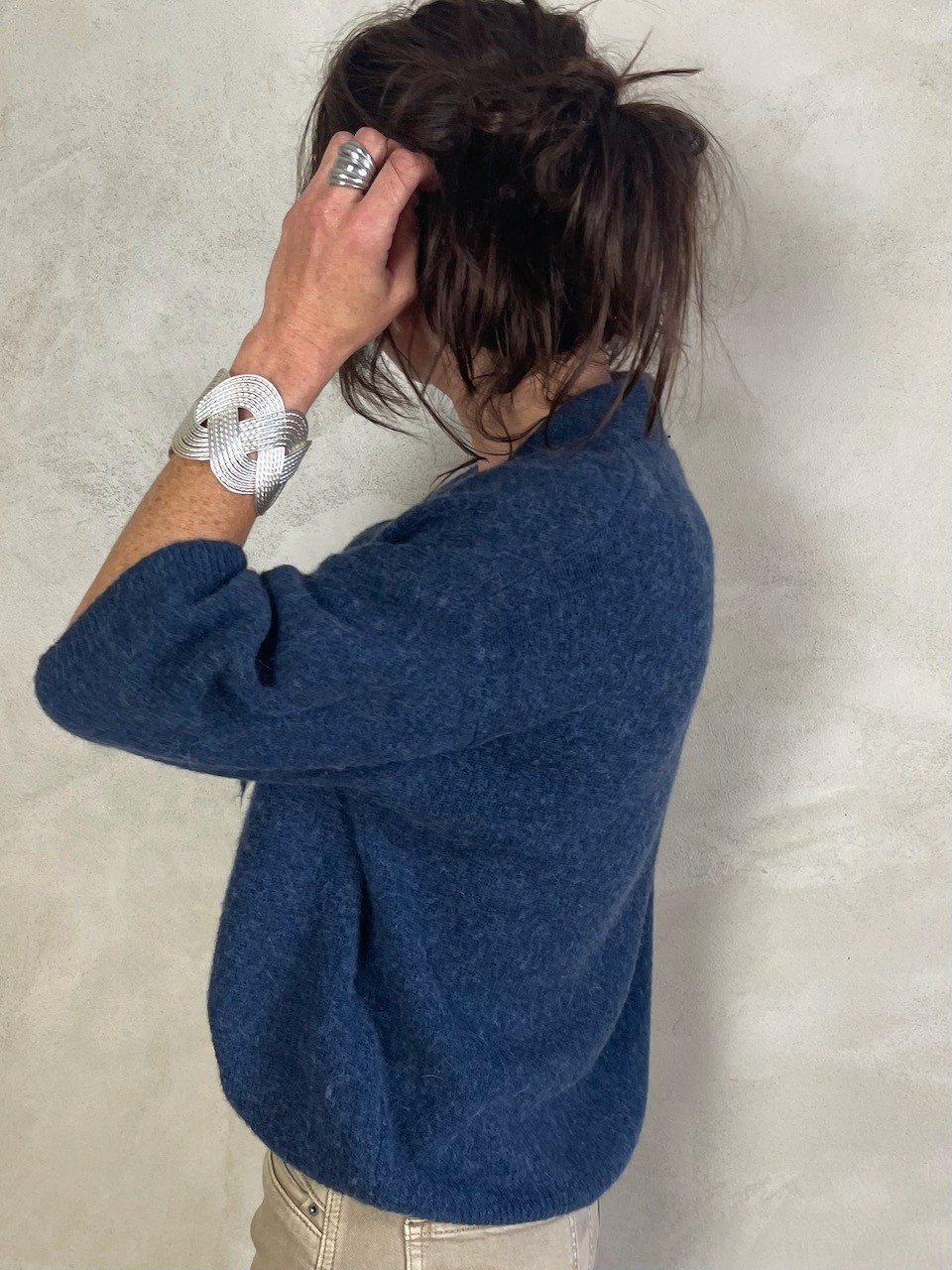 Pull alpapa Cravate Bleu