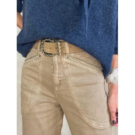 Jean taille haute coutures apparentes