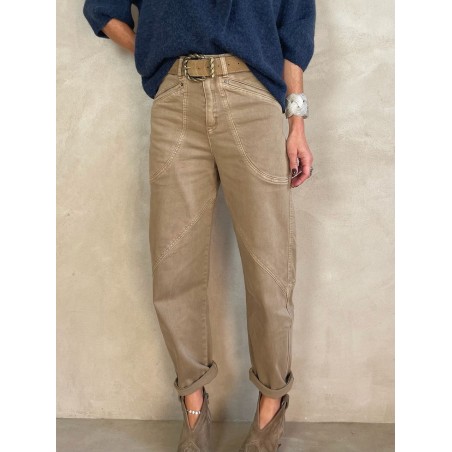 Jean taille haute coutures apparentes