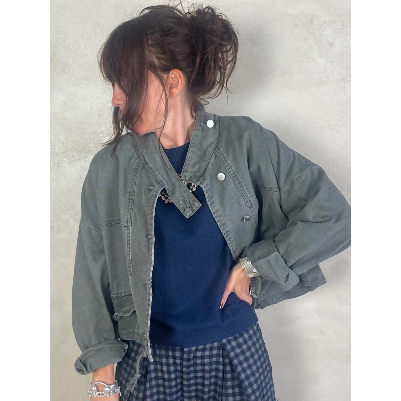 Veste en jean Kaki/Gris