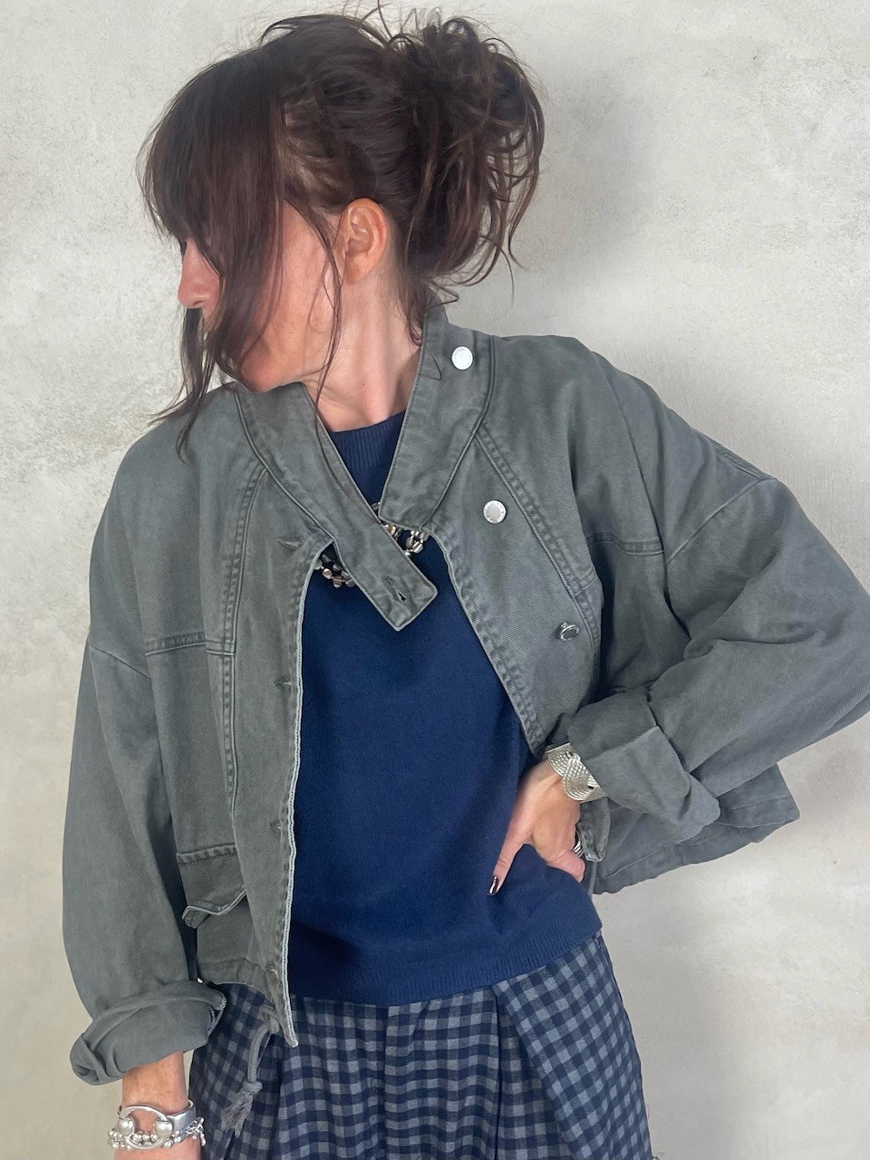 Veste en jean Kaki/Gris