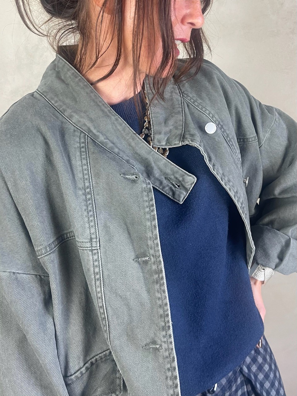 Veste en jean Kaki/Gris