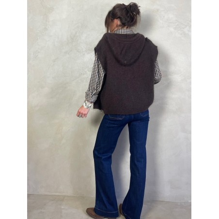 Gilet Mohair sans manches capuche