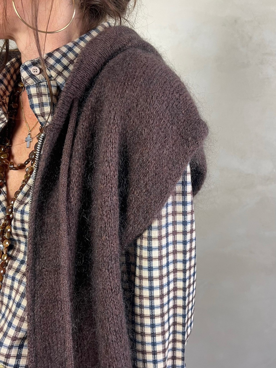 Gilet Mohair sans manches capuche