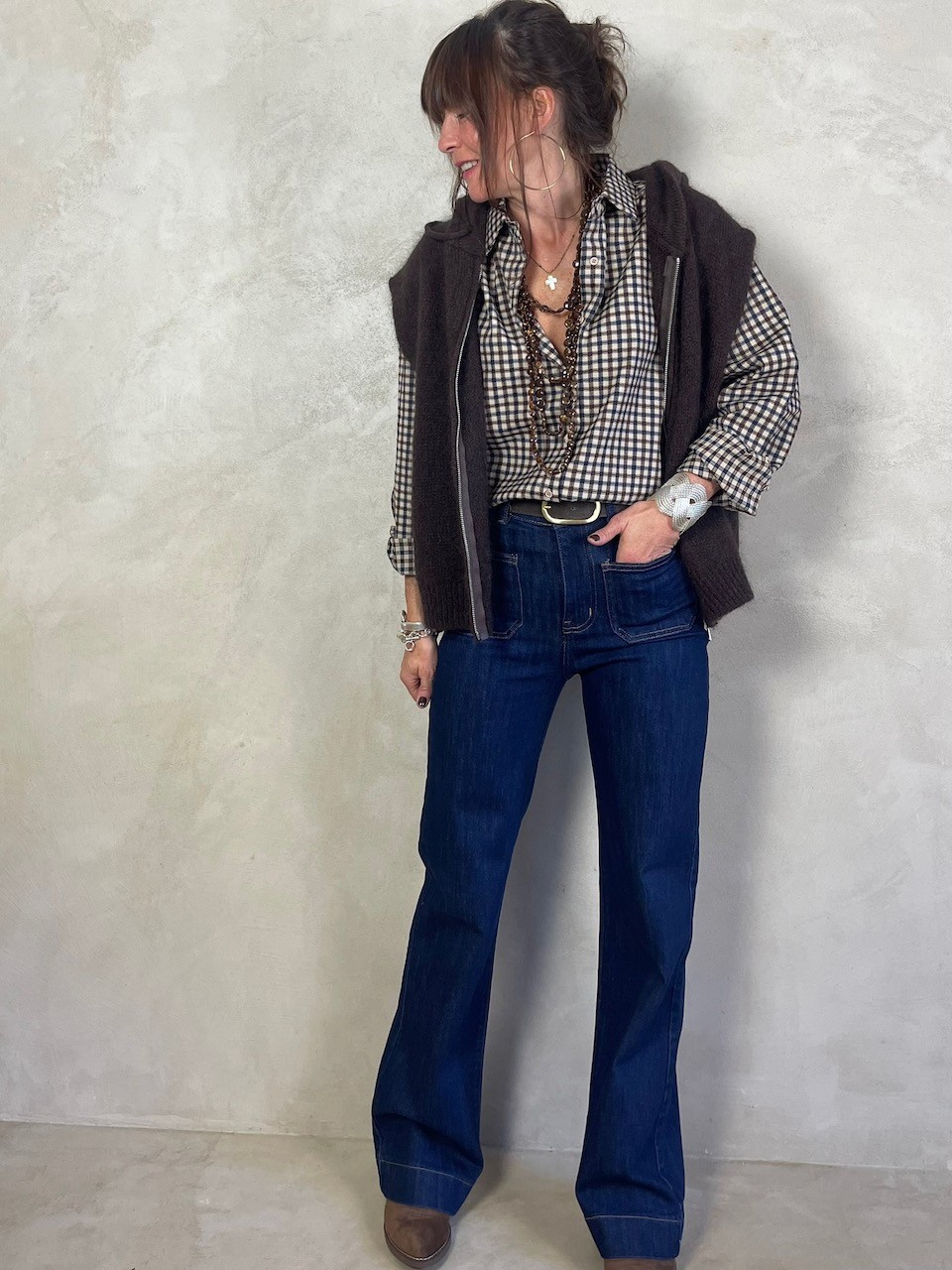 Gilet Mohair sans manches capuche