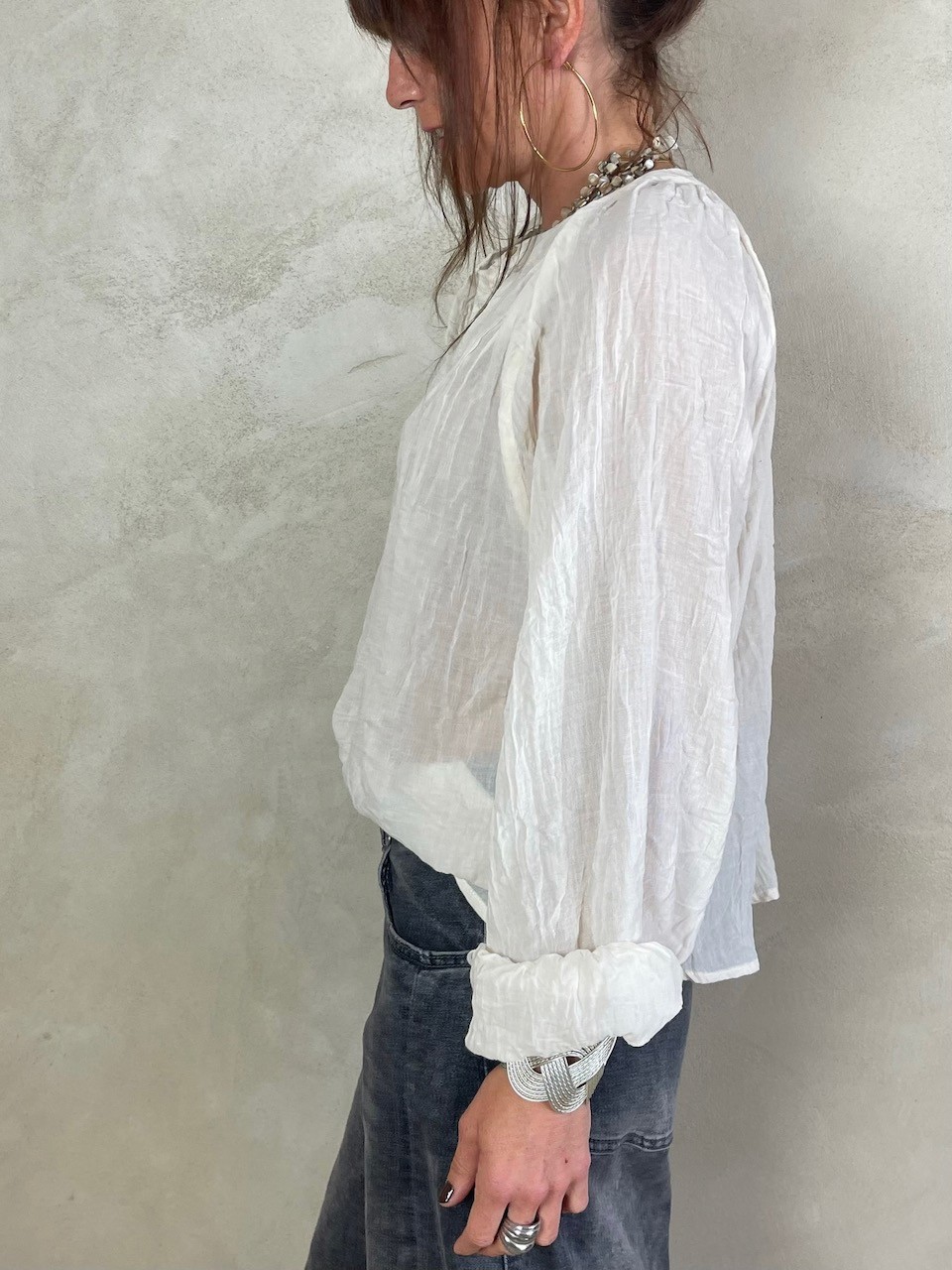 Chemise coton col mao