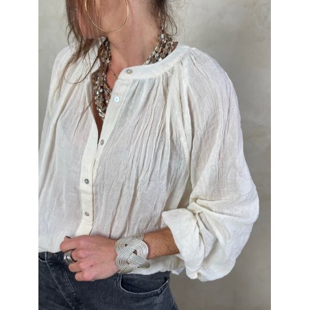Chemise coton col mao