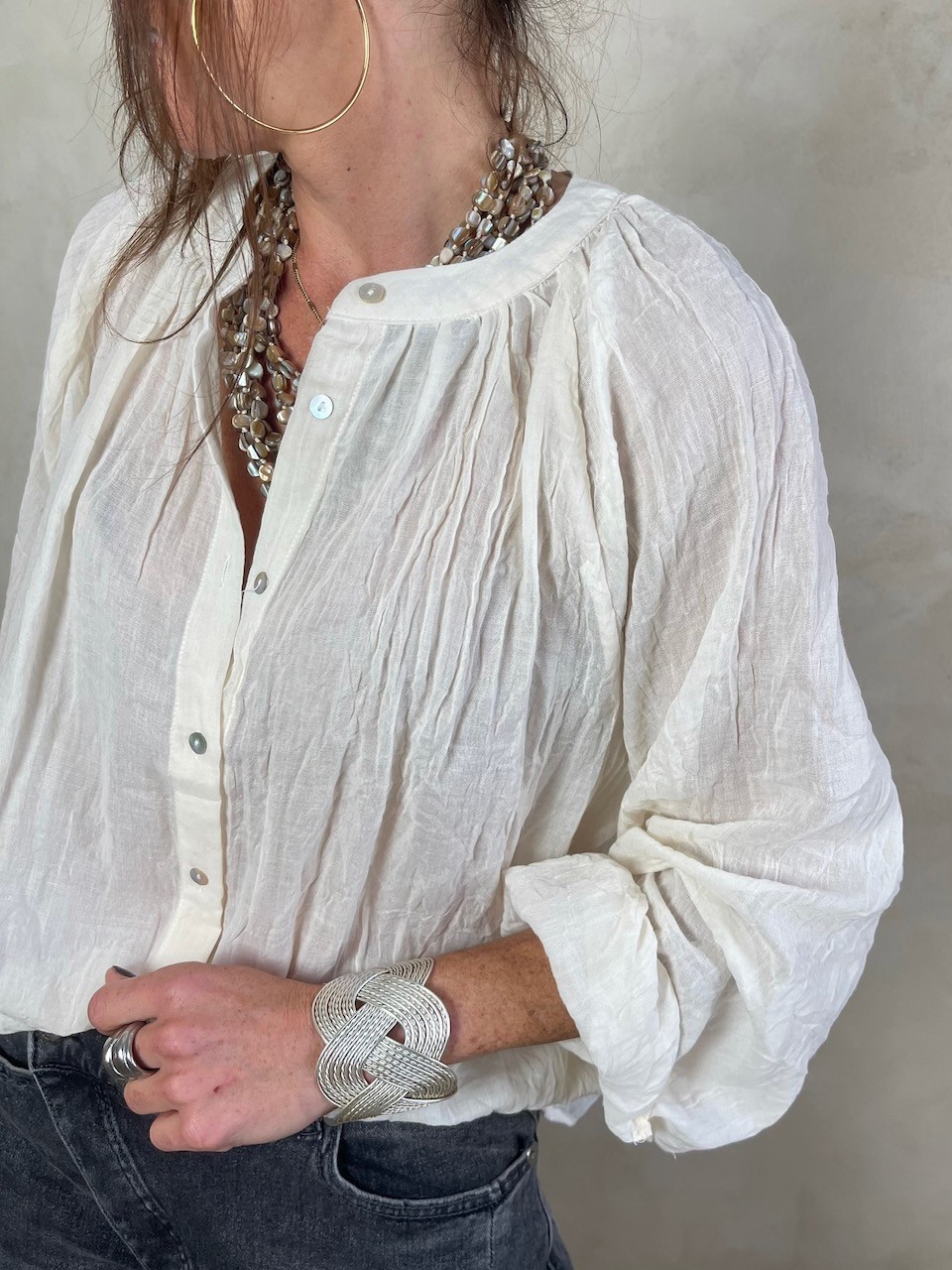 Chemise coton col mao
