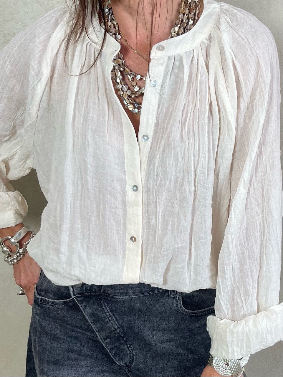 Chemise coton col mao