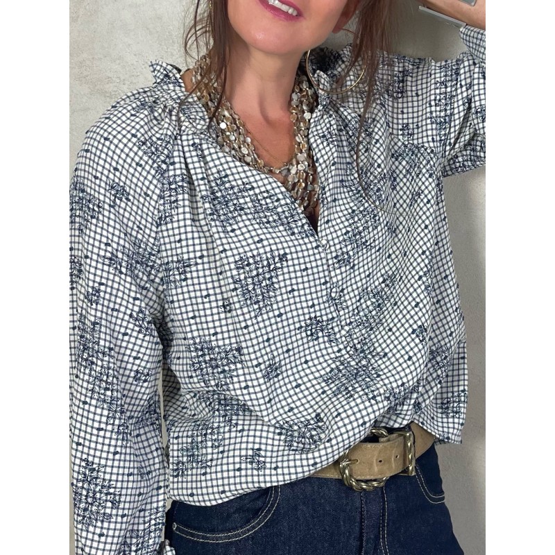 Blouse vichy flowers