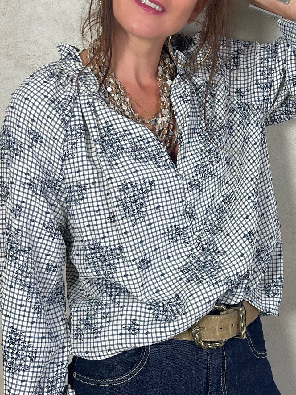 Blouse vichy flowers