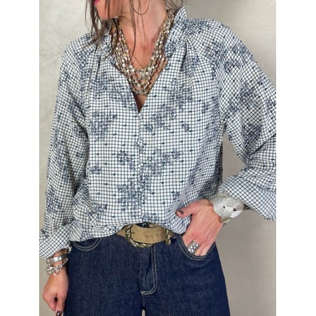 Blouse vichy flowers