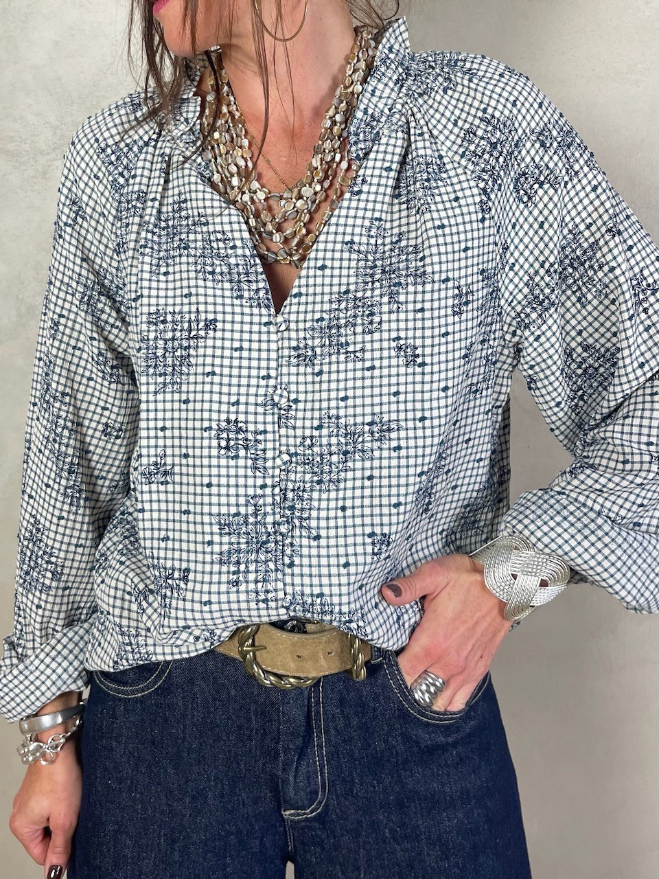 Blouse vichy flowers
