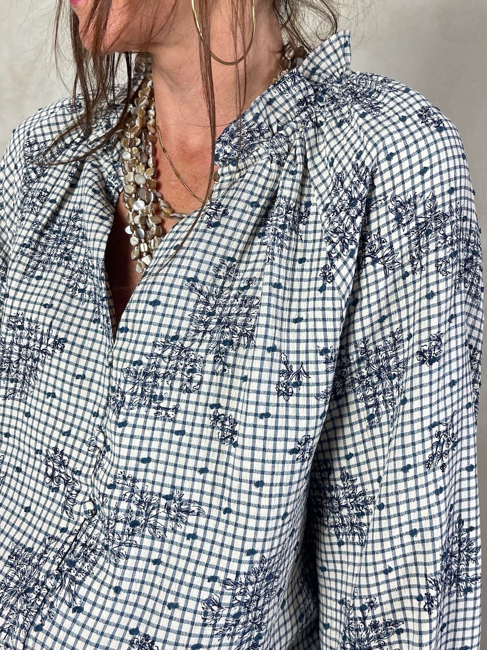 Blouse vichy flowers