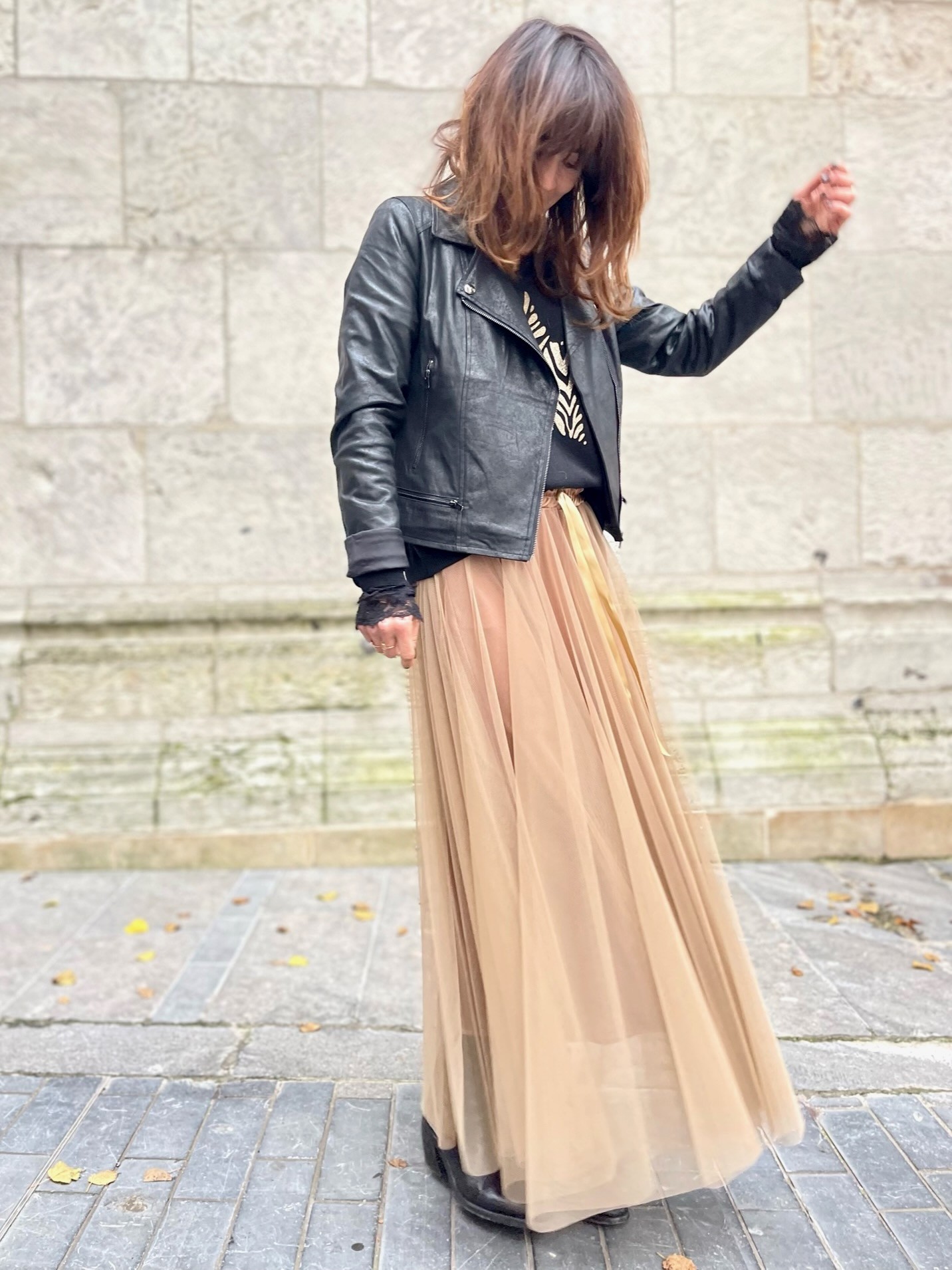 Jupe tulle camel