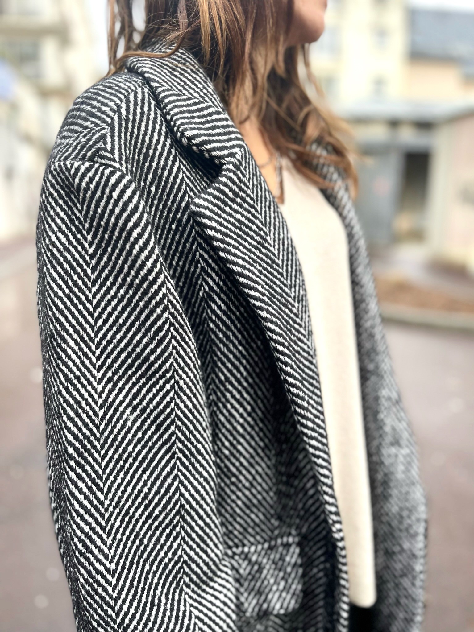 Manteau oversize imprimé chevrons