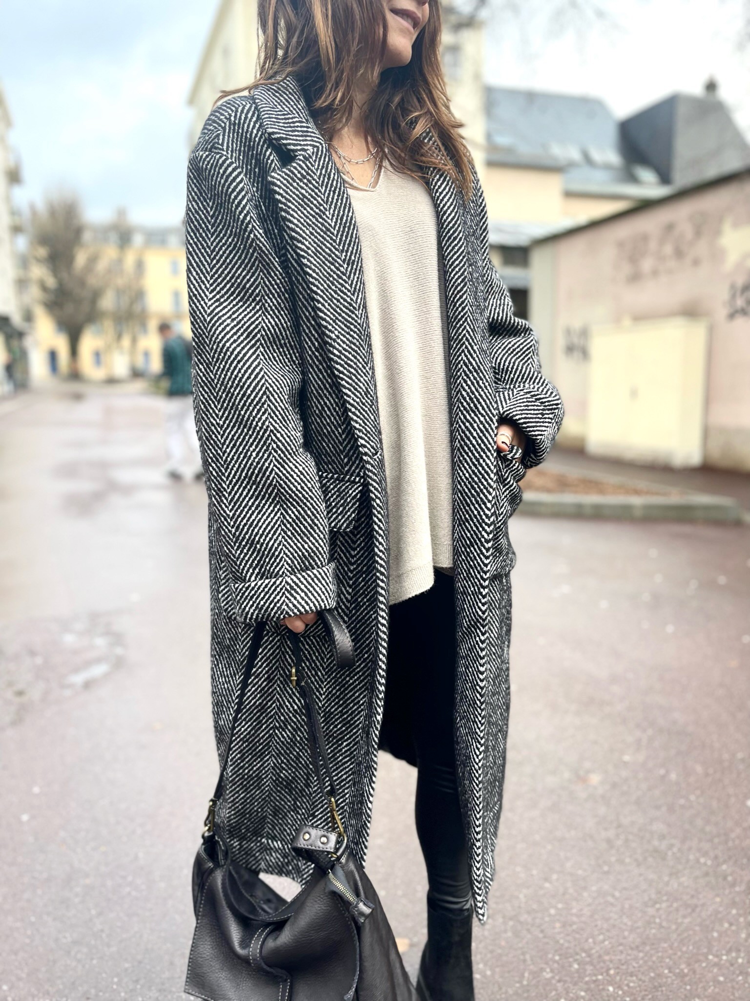 Manteau oversize imprimé chevrons