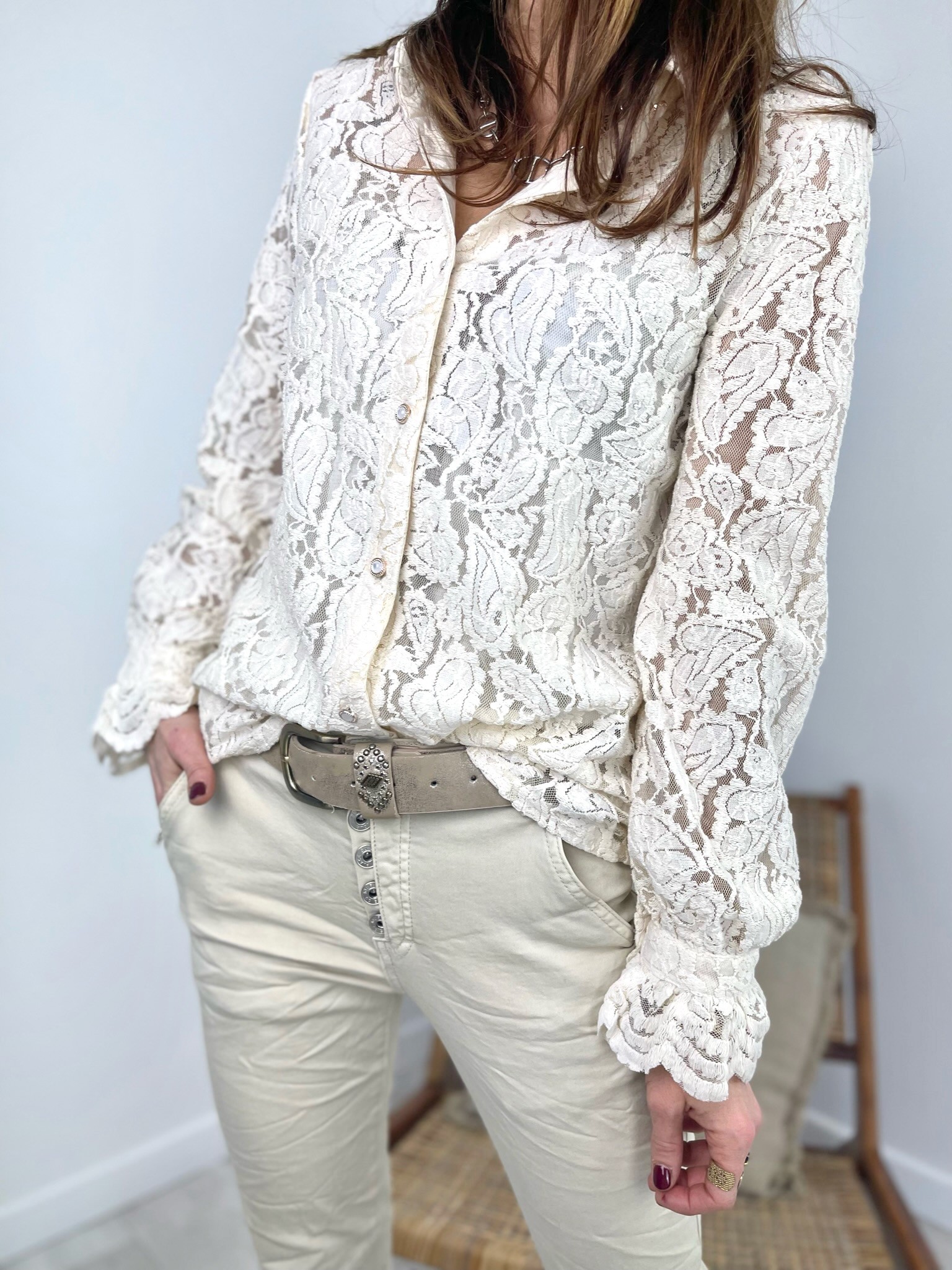 Chemise ivoire dentelle
