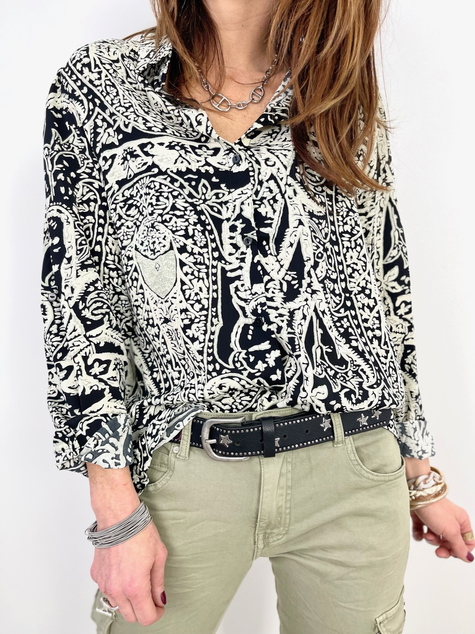 Chemise paisley noire