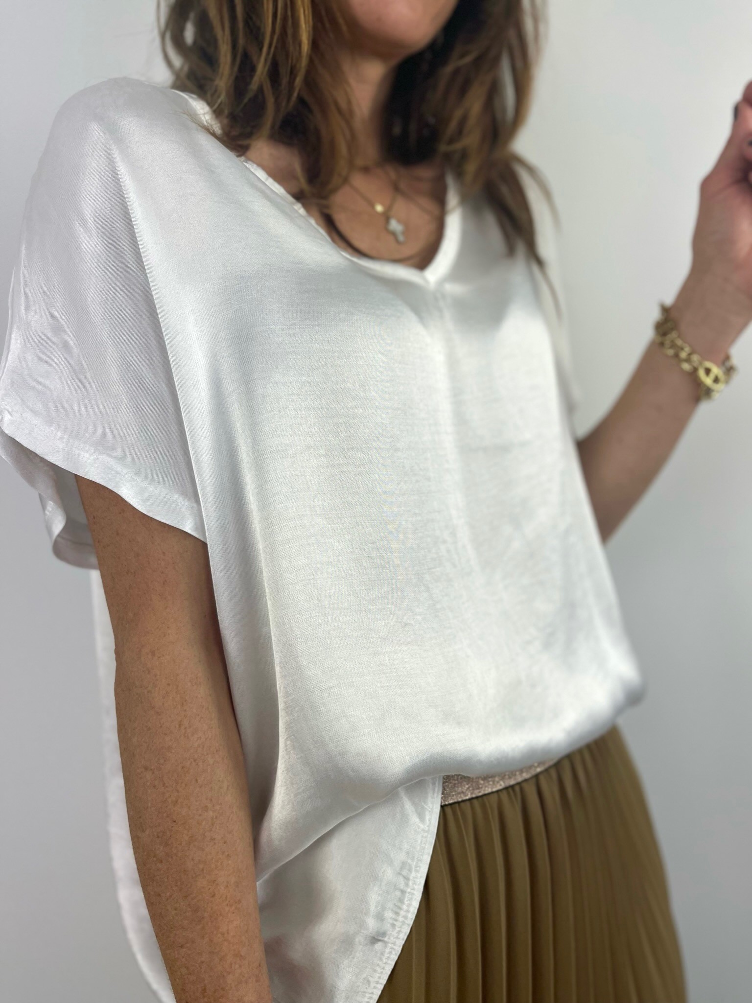 Top satin blanc