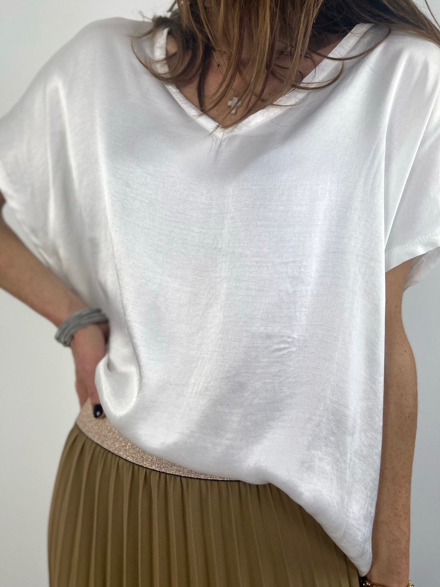 Top satin blanc