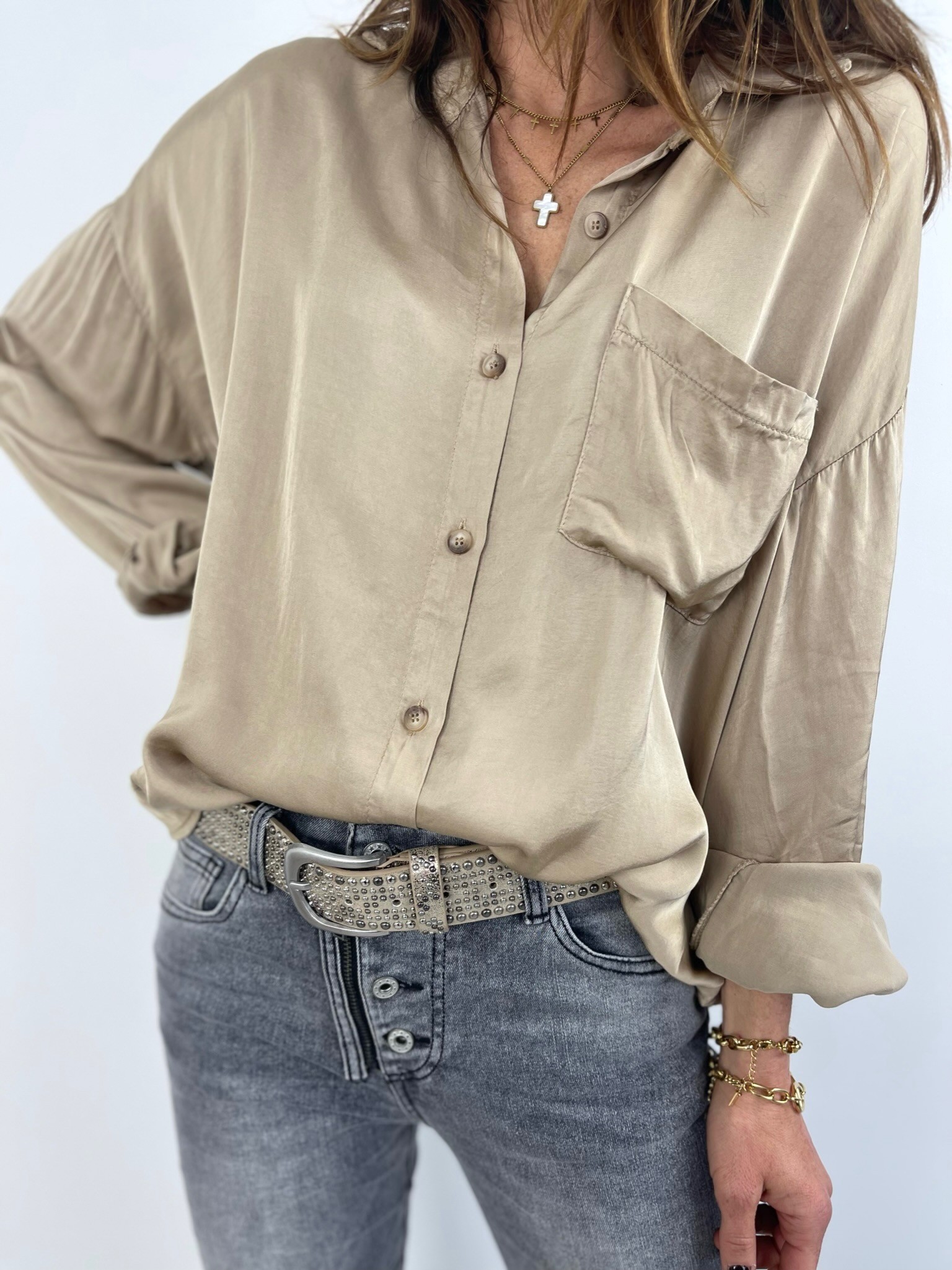 Chemise fluide camel