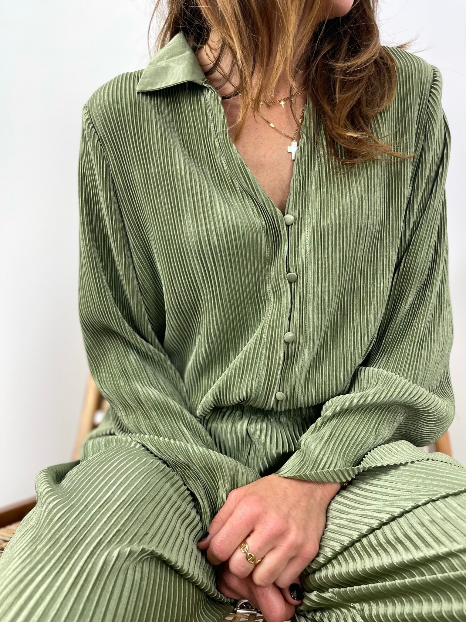 Ensemble plissé kaki