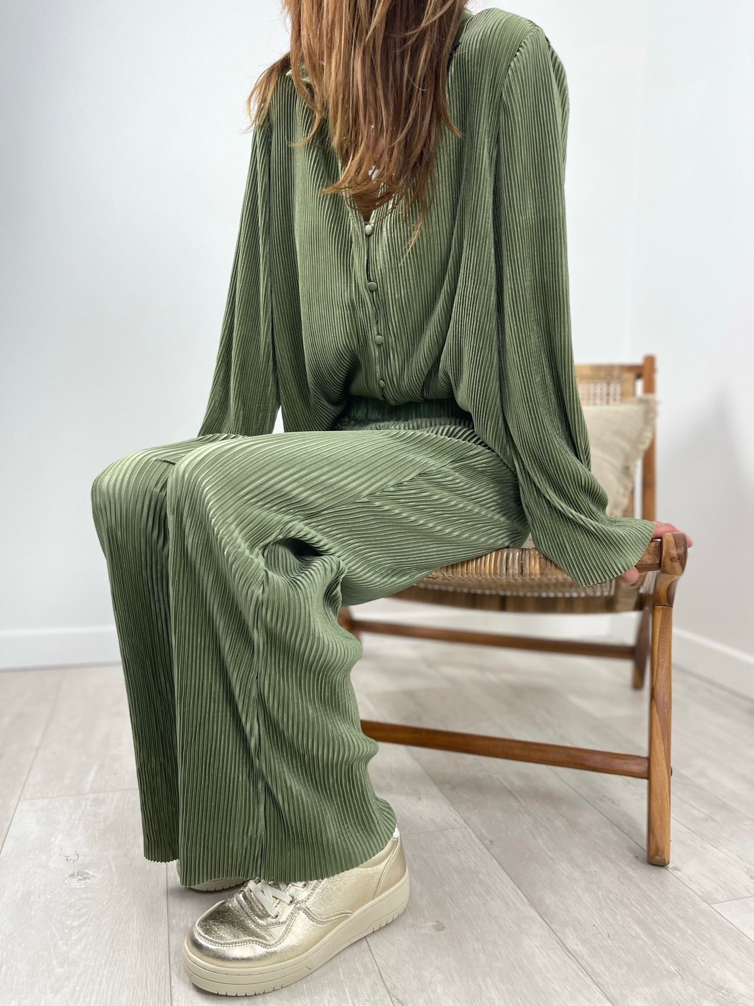 Ensemble plissé kaki