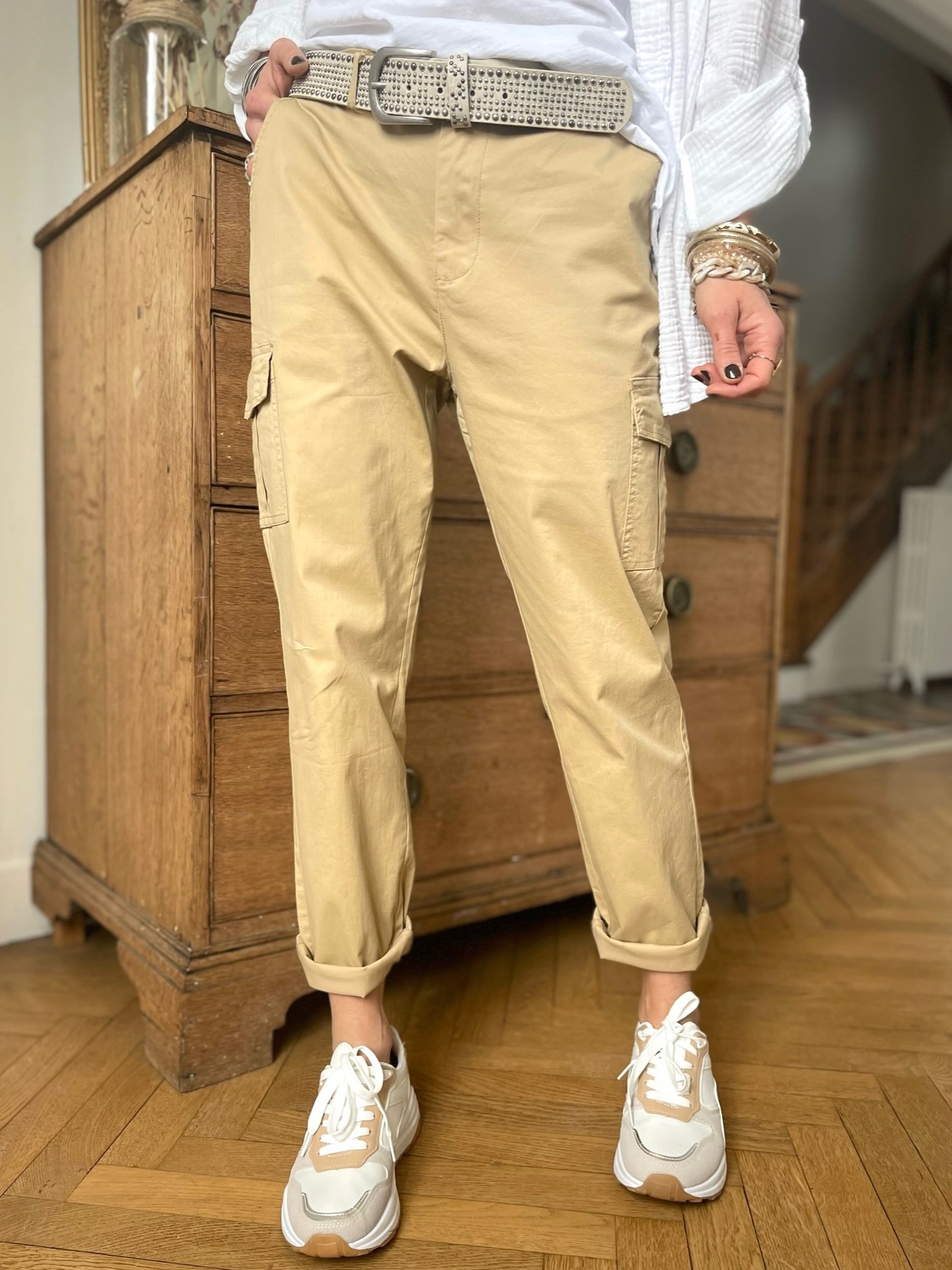 Pantalon cargo camel