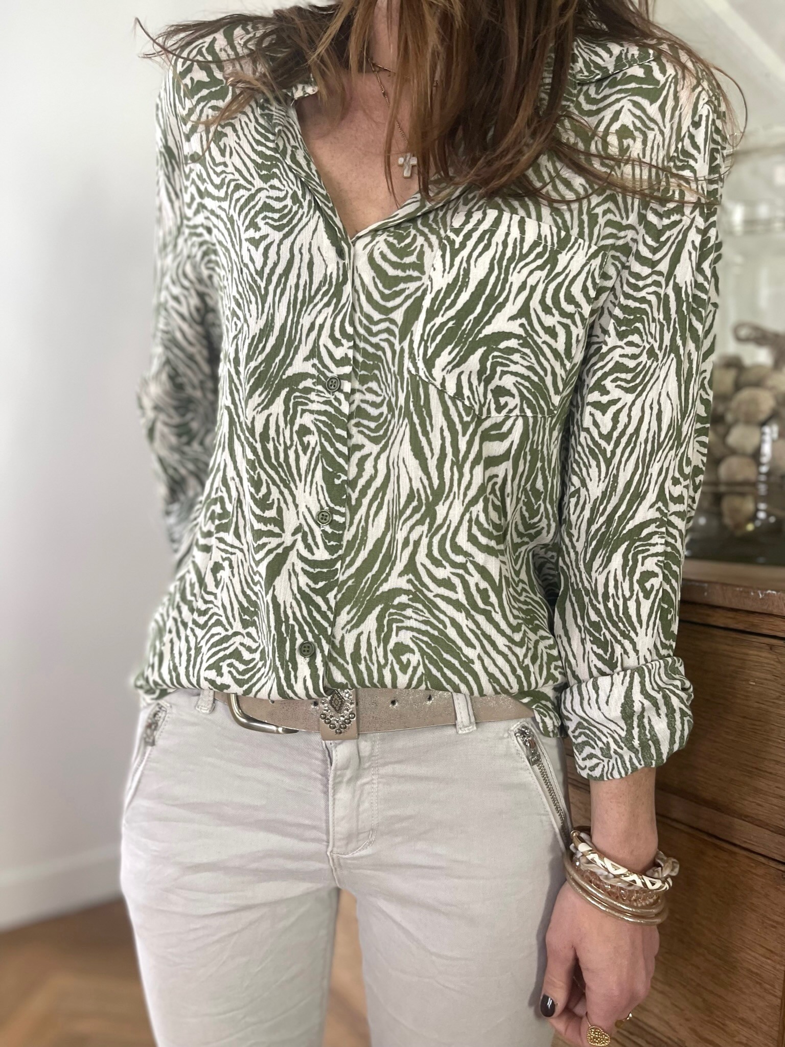 Chemise zèbre kaki