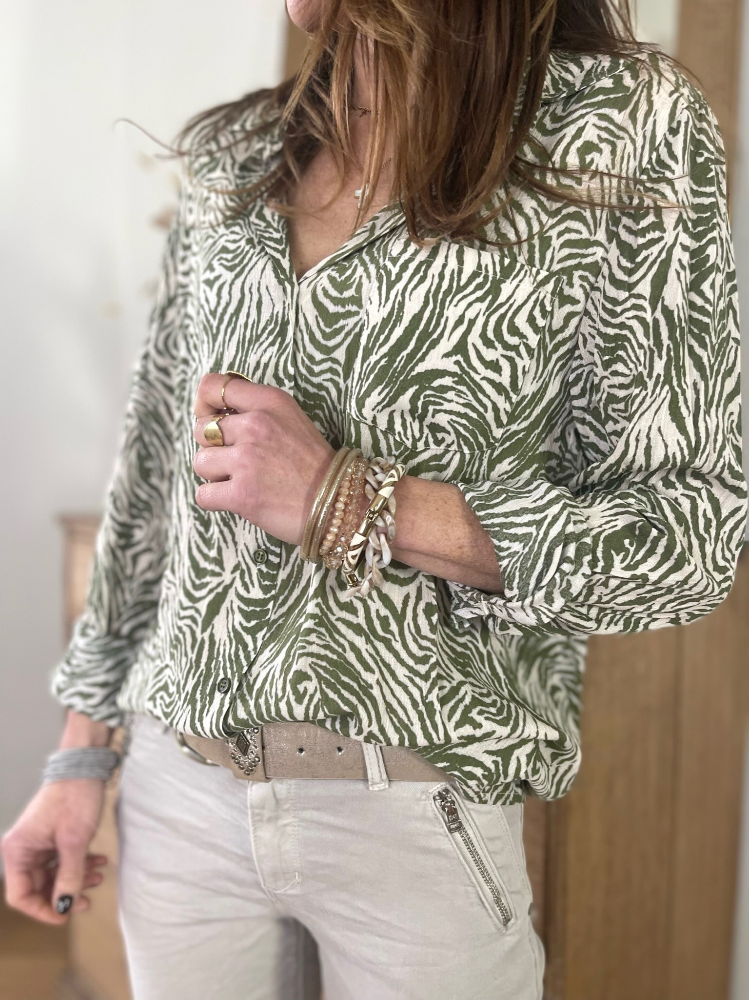 Chemise zèbre kaki