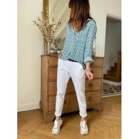 Chemise motifs bleue