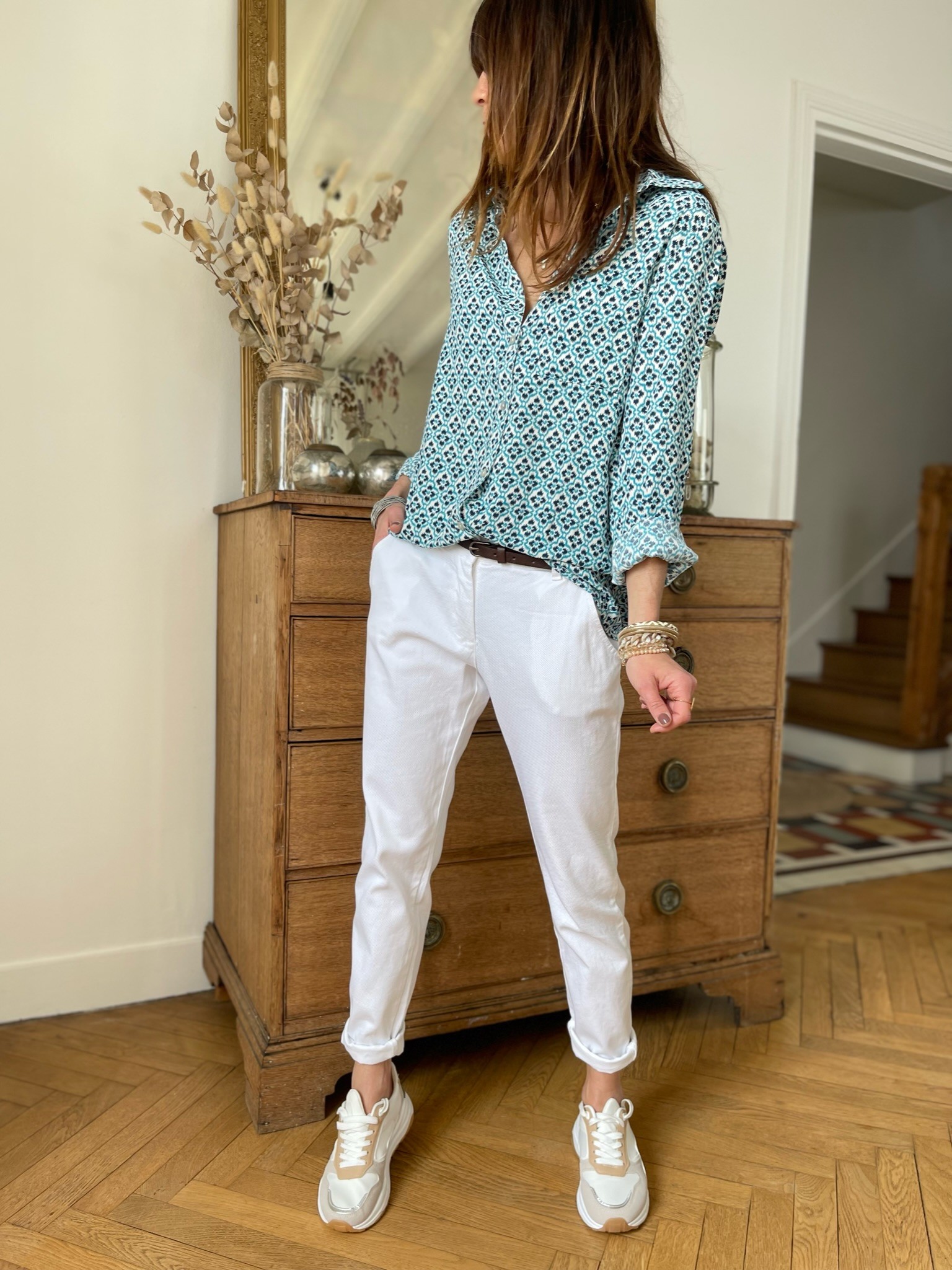 Chemise motifs bleue