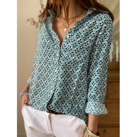 Chemise motifs bleue