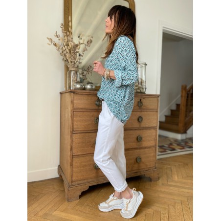Chemise motifs bleue