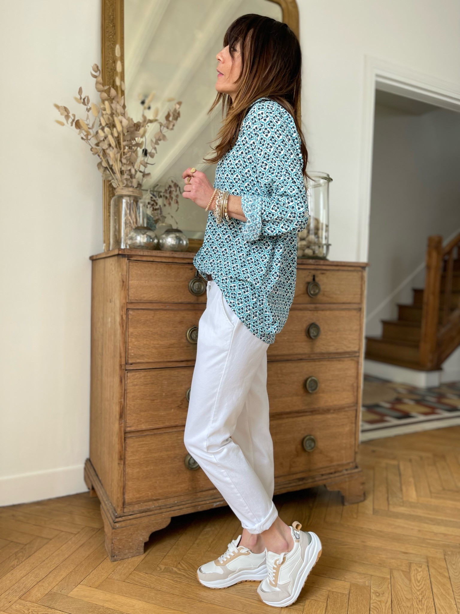 Chemise motifs bleue