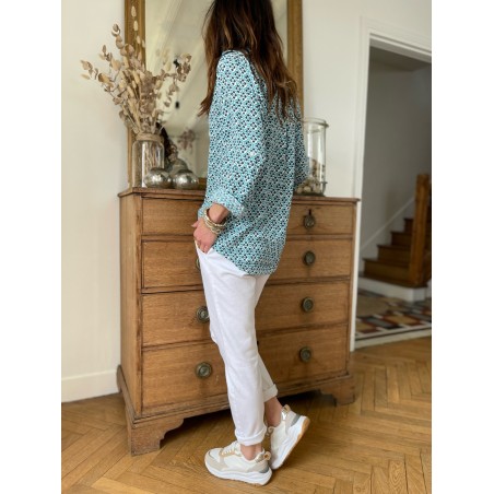 Chemise motifs bleue