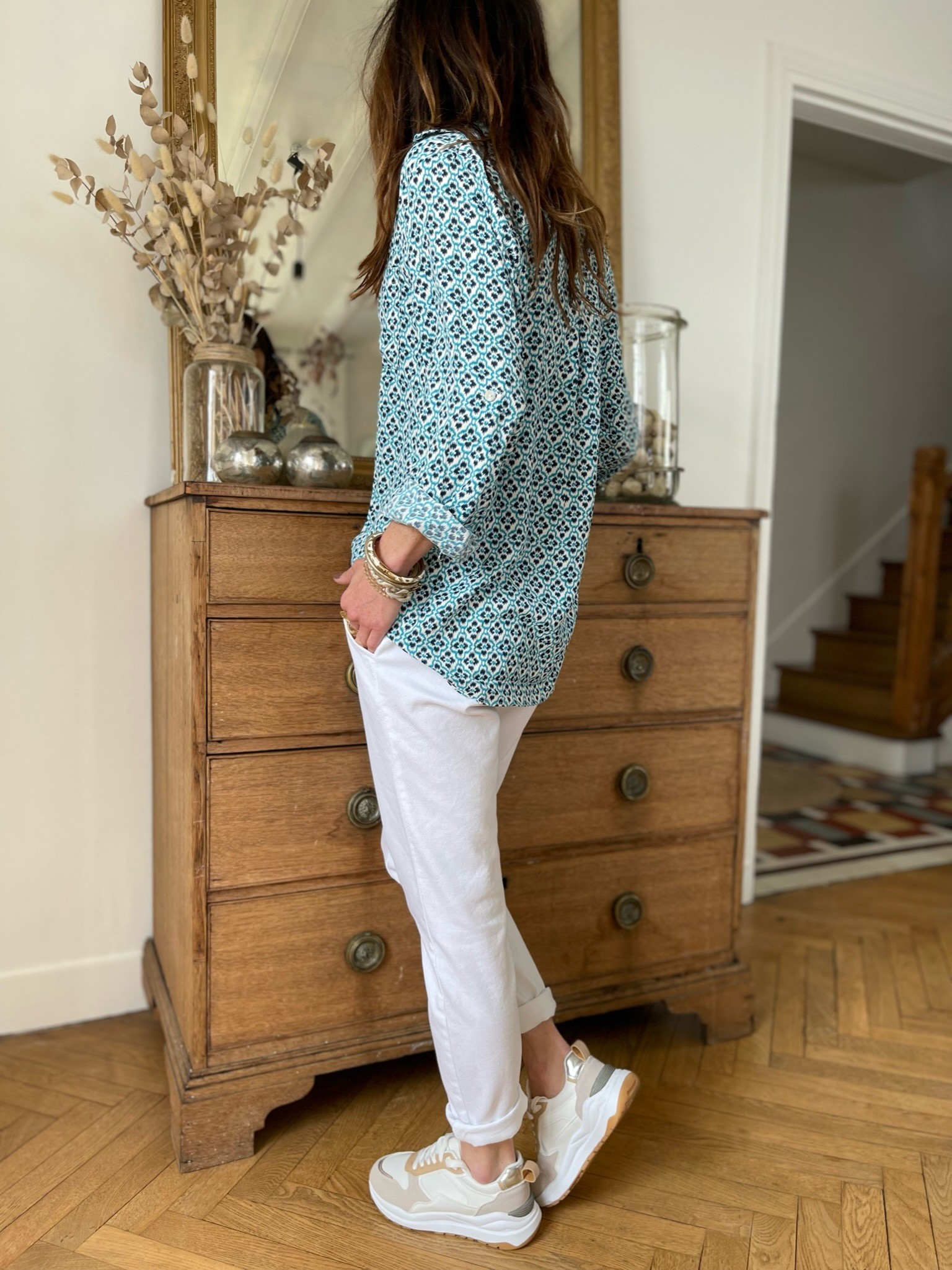 Chemise motifs bleue