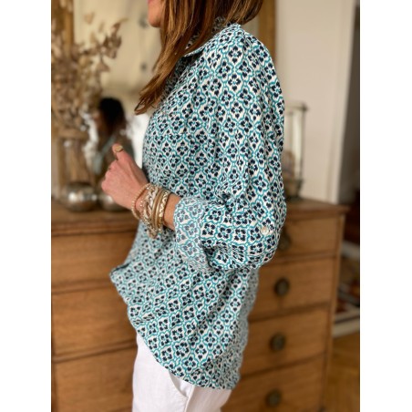 Chemise motifs bleue